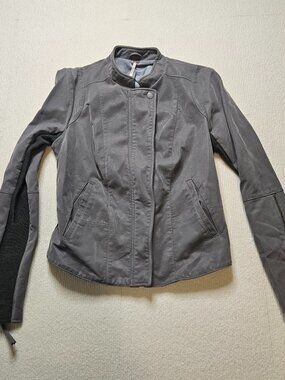 Free People Cool & Clean Faux Suede Moto/Biker Jacket Gray Size 4